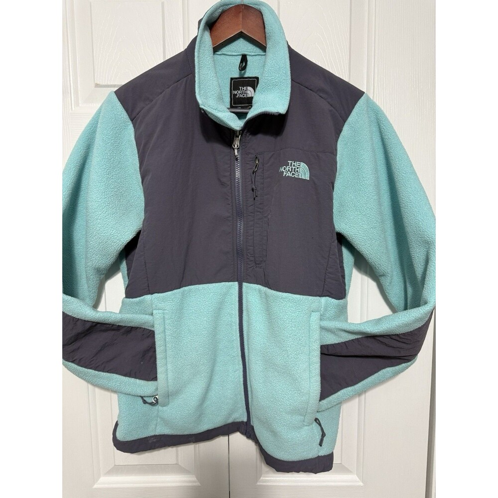 The North Face Denali Jacket Women’s Medium Teal Gray Fleece Zipper Polartec